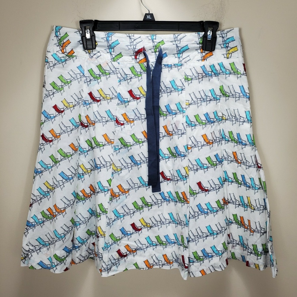 Liz Claiborne NWT Novelty Print Beach Chairs White A Line Skirt Lined 10P